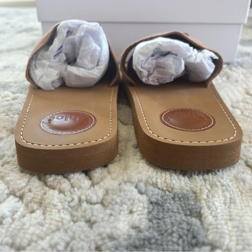 Chloe Woody Logo Sandal Slides in Pink Tea - Picture 5 of 8